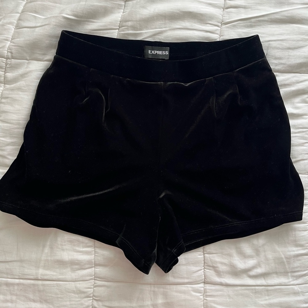 Express Black High Waist Velvet Shorts